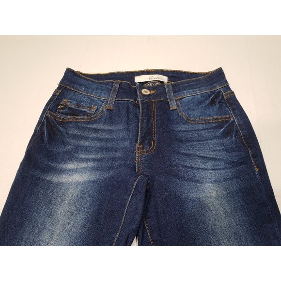 Kancan Womens Mid Rise Skinny Tapered Leg Stretch Jeans Dark Wash Size 1/24 - Picture 2 of 7